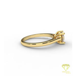 Bague de fiançailles solitaire en moissanite taille ronde en or jaune, classique à quatre griffes, pour femme - Product Image 3