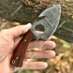 Cuchillo de hoja fija con orificio para el dedo, de acero Damasco, con gancho para tripas, para caza, camping, EDC, táctico, de supervivencia, mango de palisandro, OEM/ODM - Product Image 2