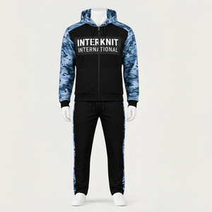 Conjunto Deportivo Interknit International para Hombre, Sudadera con Capucha y Pantalones de Camuflaje con Cierre Completo, Ropa Urbana para Otoño - Product Image 4