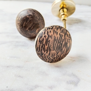 Palm Wood Door Knob Cabinet <b>Drawer</b> <b>Pull</b> Handles with <b>Brass</b> Frame Hardware Kitchen Furniture Handles & Knobs - Product Image 1