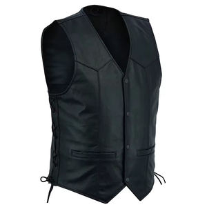<b>Men</b> <b>Leather</b> <b>Waistcoat</b> Good Quality Genuine <b>Leather</b> Vest Solid Color Custom Printing - Product Image 5