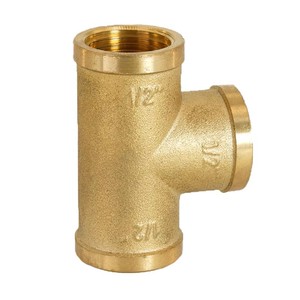 Raccord en T en laiton égal, filetage femelle NPT 4 pouces, haute pression, pour plomberie et alimentation en eau, surface polie moulée - Product Image 1