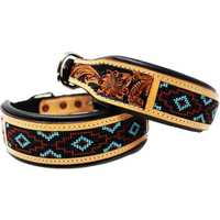 Collar de Cuero para Perro con Cuentas Hechas a Mano, Acolchado Suave, Elegante, Cómodo, Ajustable, Collar Premium para Mascotas, Accesorios Duraderos Hechos a Mano para Perros