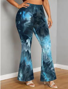 High Waist Flare <b>Pants</b> Women Tie Dye Floral Print Satin Full Length Bohemian <b>Summer</b> Loose Fit Elastic Waist <b>Pants</b> women fashion - Product Image 5