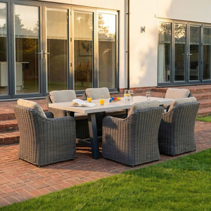 Modern Waterproof Outdoor Garden Dining Furniture Set with PE Rattan <b>Chairs</b> <b>Aluminum</b> Frame Apartment-Friendly Large Dining <b>Table</b> - Product Image 3