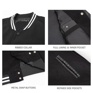 <b>Men's</b> <b>Varsity</b> <b>Jacket</b> <b>Bomber</b> Letterman <b>Jacket</b> with Leather Sleeves Vintage Style Lightweight Outerwear Casual Streetwear Classic - Product Image 4