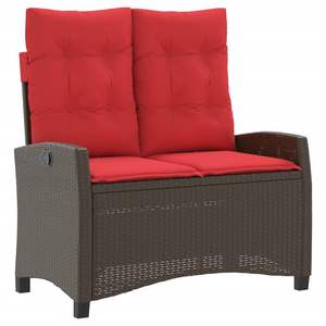 Grand banc de jardin inclinable en rotin PE marron, bancs de patio - Product Image 2