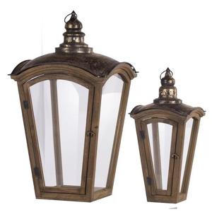 Lanterne en bois hexagonale faite à la main avec poignée en corde et insert en verre transparent pour la décoration de Noël à la maison - Product Image 5