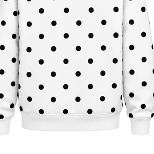 Custom White <b>Black</b> Polka Dot Women Pullover Hoodie Casual Fleece Hooded <b>Sweatshirt</b> with Drawstring Kangaroo Pocket Streetwear - Product Image 6