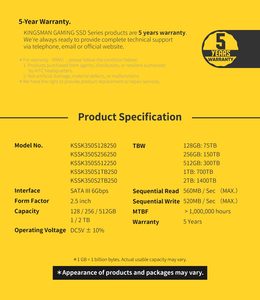 [KINGSMAN AITC] 512GB SATA 3.0 6GBPS Internal <b>SSD</b> TLC 3D Nand Flash for Gaming Desktop Laptop PC - Product Image 6