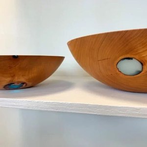 <b>Rustic</b> <b>wood</b> and resin fruit bowl epoxy handmade wooden serving bowl natural grain design home decor centerpiece - Product Image 5