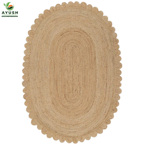 Tapis de sol en jute festonné, fabriqué à partir de fibres de jute 100% naturelles, tapis sur mesure en provenance d'Inde pour salon et chambre. - Product Image 5