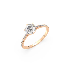 Bague de fiançailles solitaire REYES en or massif 14 carats avec diamant de laboratoire de qualité supérieure, taille brillant rond, 1,11 carat, certifié IGI - Product Image 1