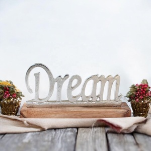 Elegant "Dream" Decorative <b>Sign</b> with Wooden Base Inspirational Home Decor Piece for Living Room or Bedroom Styling - Product Image 1
