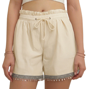 Shorts Deportivos de Cintura Baja con Detalle de Encaje para Mujer, Diseño de Moda con Logotipo Personalizado, Fabricante - Product Image 2