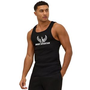 Camiseta sin mangas negra acanalada para hombre, camiseta deportiva para gimnasio, ajuste muscular, ropa deportiva para entrenamiento y fitness - Product Image 1