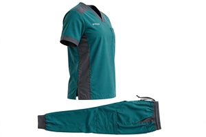 Ensemble de blouses médicales vertes unisexes Amkoor en polyester respirant, tenue de travail pour adultes, détection d'aiguilles, service OEM - Product Image 3