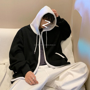 เสื้อสเวตเตอร์มีฮู้ดสไตล์เกาหลีสำหรับผู้ชาย เสื้อคลุมคาร์ดิแกนหลวมๆ เสื้อฮู้ดลำลองสำหรับผู้ชาย เสื้อผ้าผู้ชาย - Product Image 2