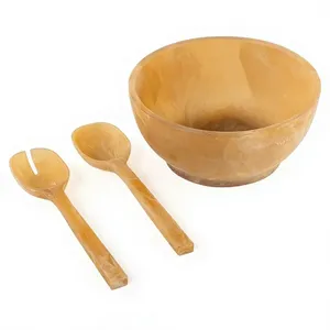 Excellent Bol à Salade en Résine de Haute Qualité, Couleurs Vives, Fait Main, avec Ensemble Cuillère et Fourchette en Résine, Vaisselle, Bol de Service en Résine - Product Image 1