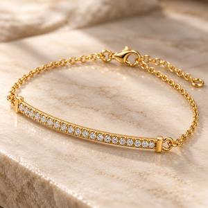 Pulsera de tenis clásica de plata de ley 925 chapada en oro con diamantes brillantes cultivados en laboratorio para uso diario unisex, regalo de boda - Product Image 1