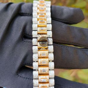 Reloj de Diamantes en Forma de Corazón, Moissanita, Plata, Analógico, Cuarzo, Joyería de Lujo para Hombre, Cierre Oculto, Correa de 15 mm, Cristal de Zafiro, ETA - Product Image 4