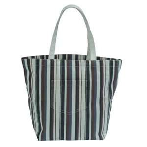 Bolsa de Mano de Lona Natural de 12 Onzas con Asa, Bolsillo en V, Forro de Tafetán de Poliéster, Estampado de Rayas, Cierre de Botón Magnético - Product Image 1