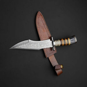 Cuchillo Bowie de Caza de Acero Inoxidable de Alta Calidad, Personalizable, OEM/ODM, con Punta de Clip y Borde Dentado, Agarre Fuerte, Hueso de Camello - Product Image 6