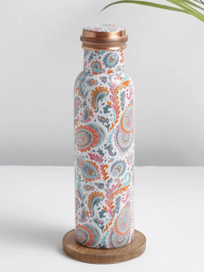 Printed <b>Copper</b> Water <b>Bottle</b> with Advanced Leak Proof Lid Reusable Designer <b>Copper</b> <b>Drinking</b> <b>Bottle</b> for Home Office Travel - Product Image 5