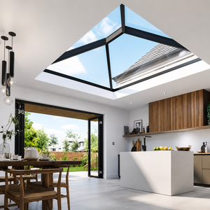 Modern Pyramid Glass Skylight Roof with Black Aluminum <b>Frame</b> Natural Daylighting System <b>for</b> Residential Kitchen Interior - Product Image 6