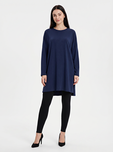 Blusa Elya para Mujer, Manga Larga, Color Azul Marino, Seda de Leche, Corte Holgado, Talla Única, Informal, Transpirable, Ligera, Hasta la Talla 3XL, Venta al Por Mayor - Product Image 2