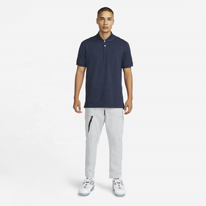 Camisa Polo Oxford de Algodón de Manga Corta Azul Marino para Hombre, Personalizada, Antiarrugas, Cuello Camisero, Color Sólido, Corte Regular, Tejido - Product Image 6