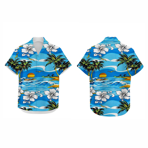 Chemises de golf hawaïennes personnalisables OEM à prix de gros, anti-rides, imprimées par sublimation, à motifs unis, pour la plage - Product Image 1