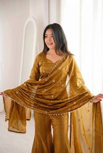 For This Eid Our Sequence Embroidery Worked Salwar Kameez Women's Modern Ethnic Wear Full Set <b>Top</b> Bottom Dupatta Fully Stitched - Product Image 3