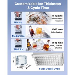 Attrezzatura di Refrigerazione per Cucine Commerciali, Macchina per il Ghiaccio in Acciaio Inox 160 Lbs/24h, Capacità di Stoccaggio 30 Lbs - Product Image 4