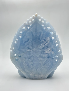 Estatua de Piedra Tallada a Mano del Dios Hindú Ganesha en Azul Claro, Ídolo Decorativo de Ganesh Murti para el Hogar, Templo, Sala de Pooja, Regalo - Product Image 3