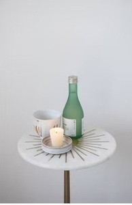 Designer Cast Aluminum <b>Bar</b> <b>Table</b> Sunburst Pattern Top Textured Drum Base Sleek Stem Support Durable Finish Luxury Modern Accent - Product Image 3