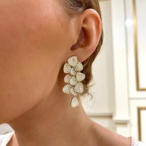 Diamond Long <b>Dangle</b> <b>Earring</b> Pave Set 45.7mm Push Back Wedding 14k 18k Solid <b>Gold</b> Round Cut Lab Grown Solitaire Statement Jewelry - Product Image 6