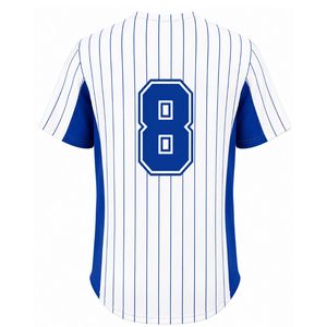 Maillot de baseball bleu roi et blanc pour homme, chemise d'équipe à rayures fines avec boutons sur le devant, uniforme sportif professionnel léger - Product Image 2
