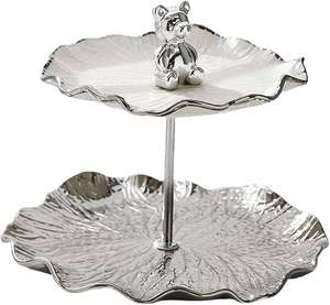 Plateau de service à fruits multi-niveaux en aluminium de style nordique de luxe pour table basse de salon, présentoir à bonbons, snacks et desserts - Product Image 1