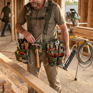 2026 Heavy Duty Carpenter Tool <b>Belt</b> With Suspenders Camouflage Padded <b>Work</b> Gear For Construction Site Use - Product Image 5