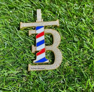 Collier pendentif Barber Pole en argent 925 plaqué or et rhodium avec moissanite, style Hip Hop, pour enfants, hommes, cadeau - Product Image 2