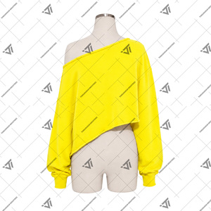 Ropa al por mayor de la hermandad griega Chi Eta Phi, sudadera corta asimétrica con hombros descubiertos y bordado Chi-Coo para mujer - Product Image 2