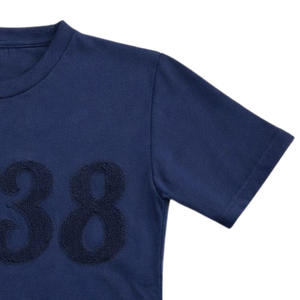 T-shirt d'été pour femmes Jack and Jill 1938 en chenille bleu marine, coupe classique, vente en gros - Product Image 3