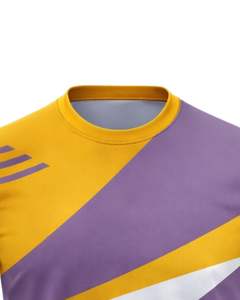 Camiseta Deportiva Personalizada para Hombre en Amarillo, Morado y Blanco, de Secado Rápido, Poliéster, con Estampado Personalizado, Manga Corta, para Gimnasio, Running y Entrenamiento - Product Image 5