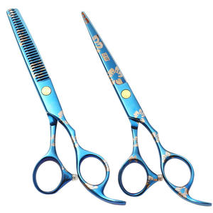 Ciseaux de barbier professionnels en acier inoxydable 4Cr13 de 6 pouces, plaqués bleu, pour droitiers, ciseaux de coiffeur, ciseaux de coupe de cheveux professionnels - Product Image 4