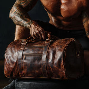 Sac de sport en cuir véritable, sac de voyage à bandoulière, sac de sport d'extérieur, sac de fitness en cuir unisexe - Product Image 2