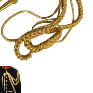 Aiguillette Trenzada Dorada, Aiguillette Metálica para Hombro, Aiguillette de Hilo Dorado, Cordón de Hilo Dorado - Product Image 2