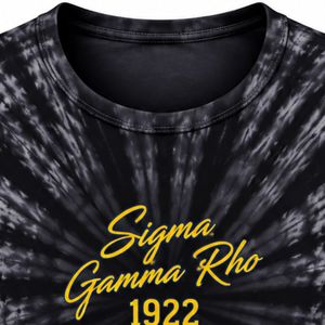 Camiseta de Mujer con Estampado Tie Dye Negro y Gris, Diseño Gráfico Amarillo, Manga Corta, Cuello Redondo, Informal, de Algodón, a la Moda, para Verano - Product Image 2