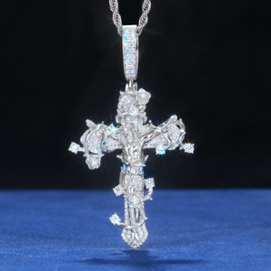 Pendentif Croix de Jésus Iced Out en Moissanite Diamant Argent 925 Style Hip Hop Religieux - Product Image 1