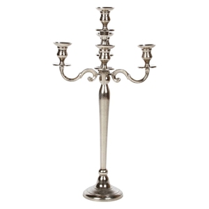 Candélabre classique en métal argenté à 5 bras pour centre de table de mariage en gros - Product Image 1